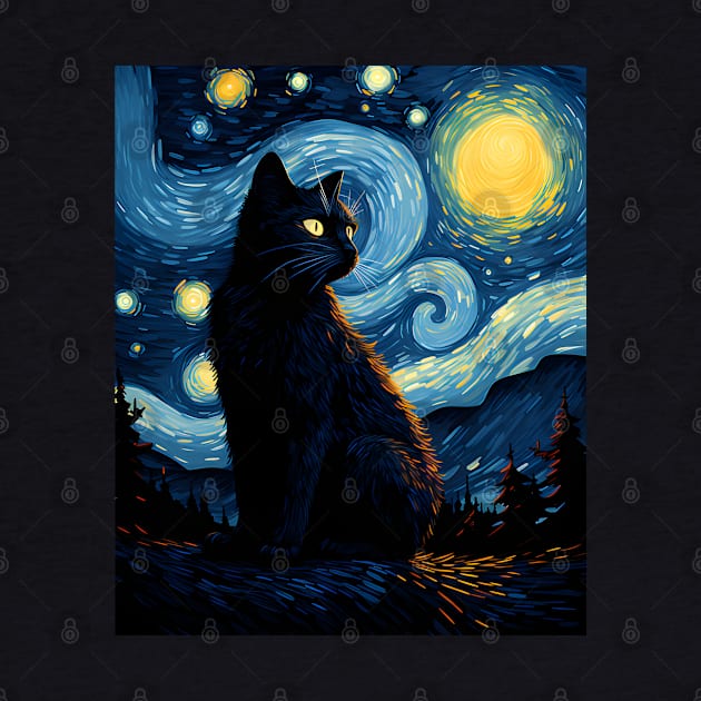 Starry Night Black Cat by VisionDesigner